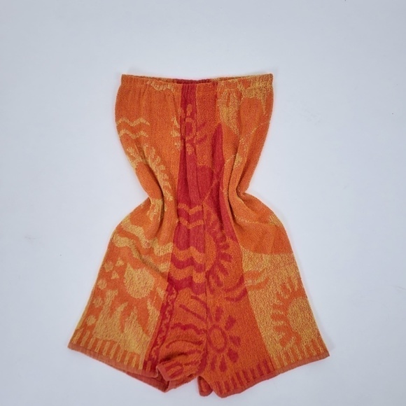 Reworked vintage towel romper shorts tube top sleeveless handmade thrift flip - Picture 6 of 12